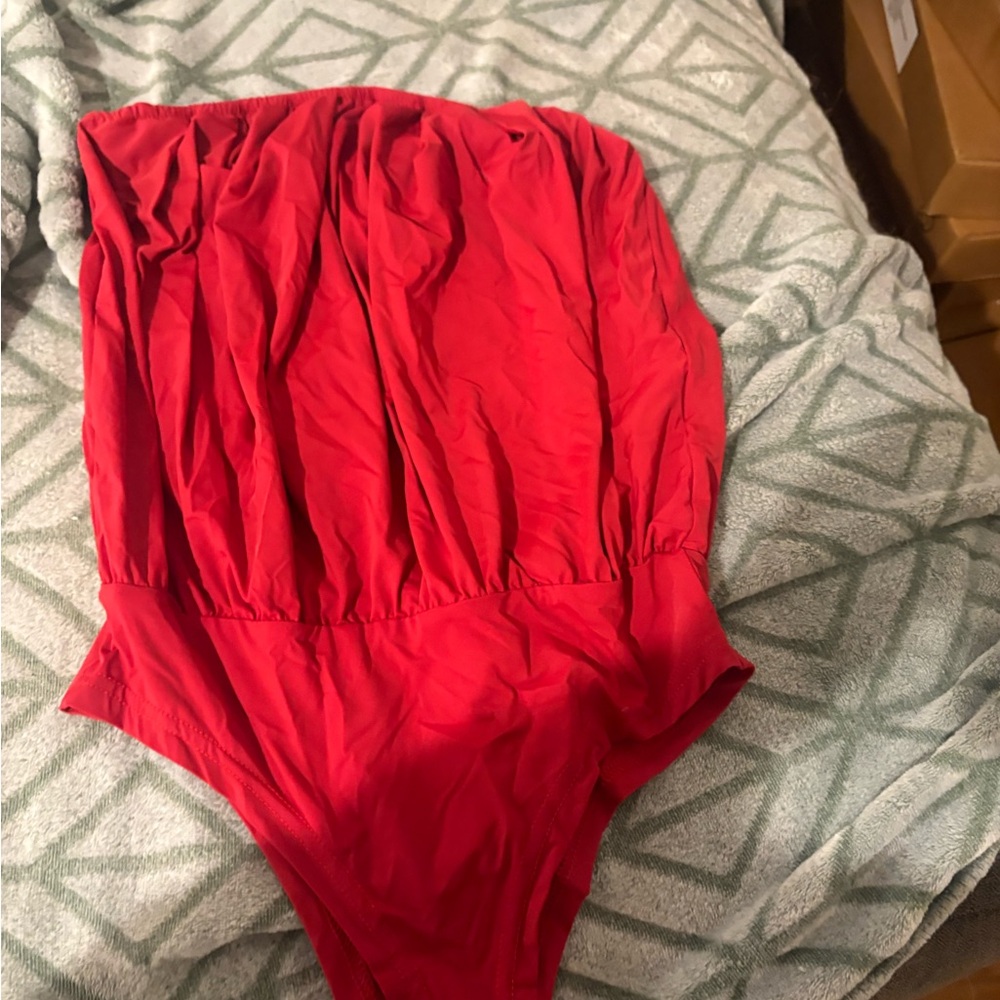 Red Strapless Bodysuit